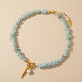 Collier pendentif perle d'aigue-marine