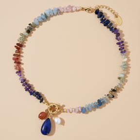 Collier en pierre précieuse de lapis céleste