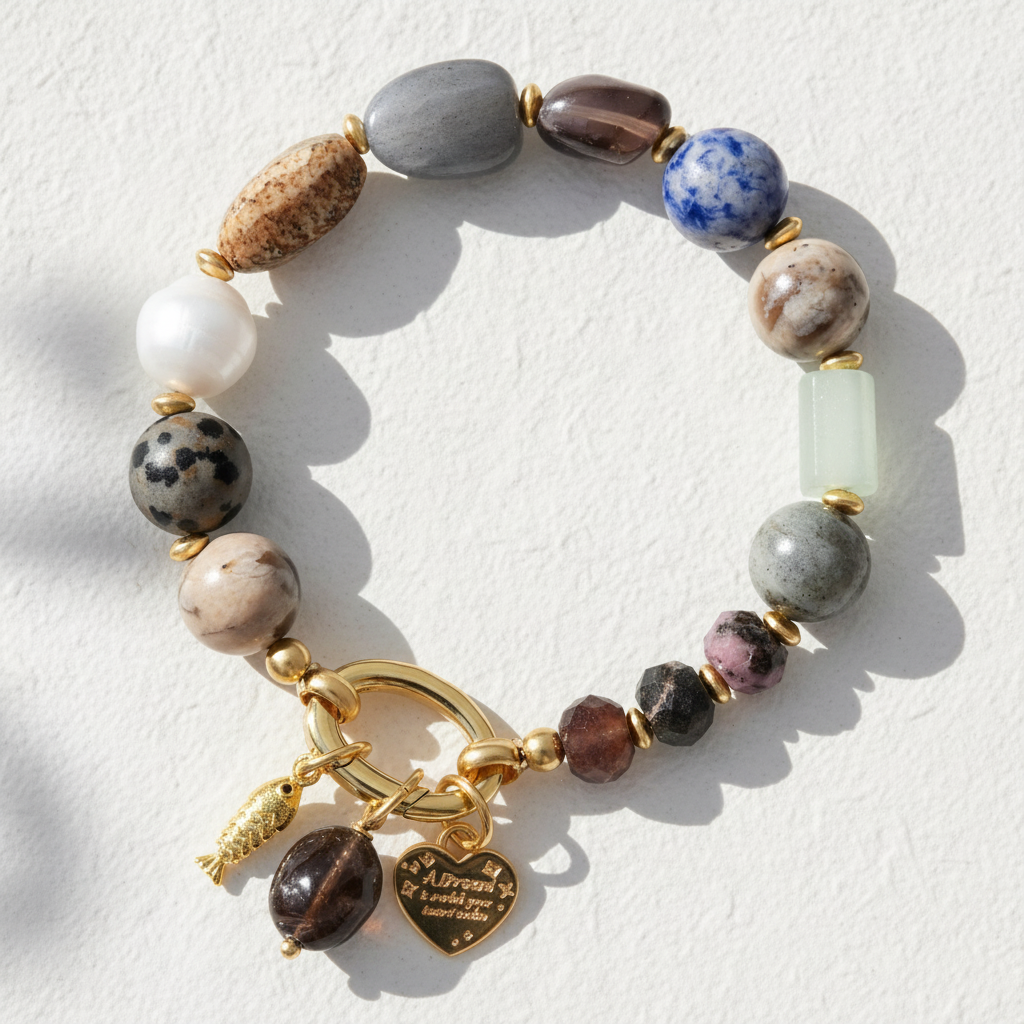 Bracelet charme cœur d'obsidienne