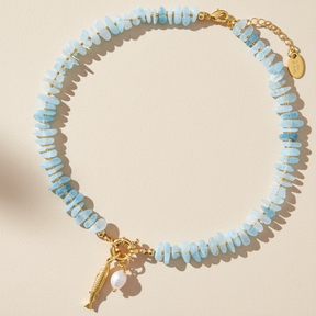 Collier pendentif perle d'aigue-marine