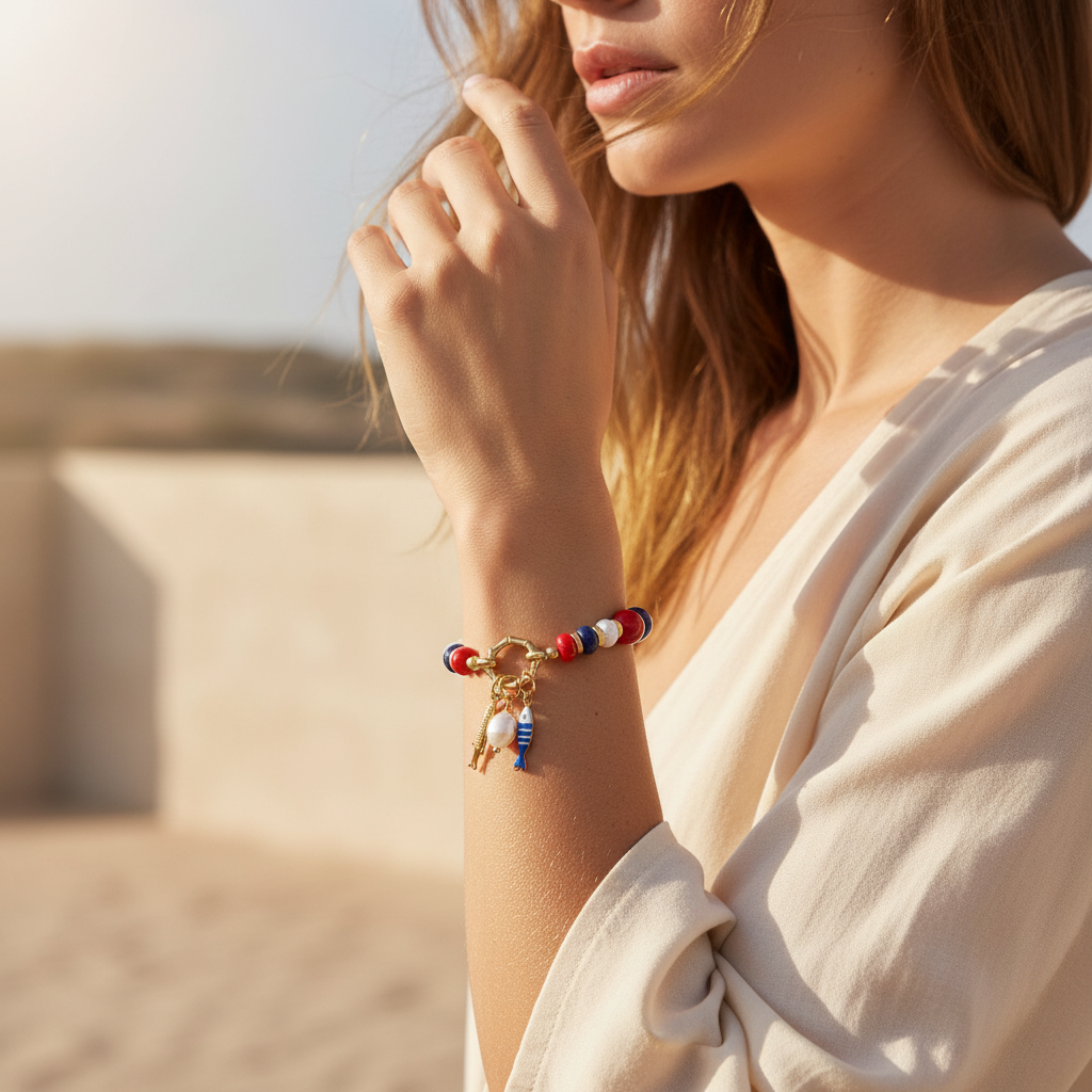Bracelet charm perle de lapis