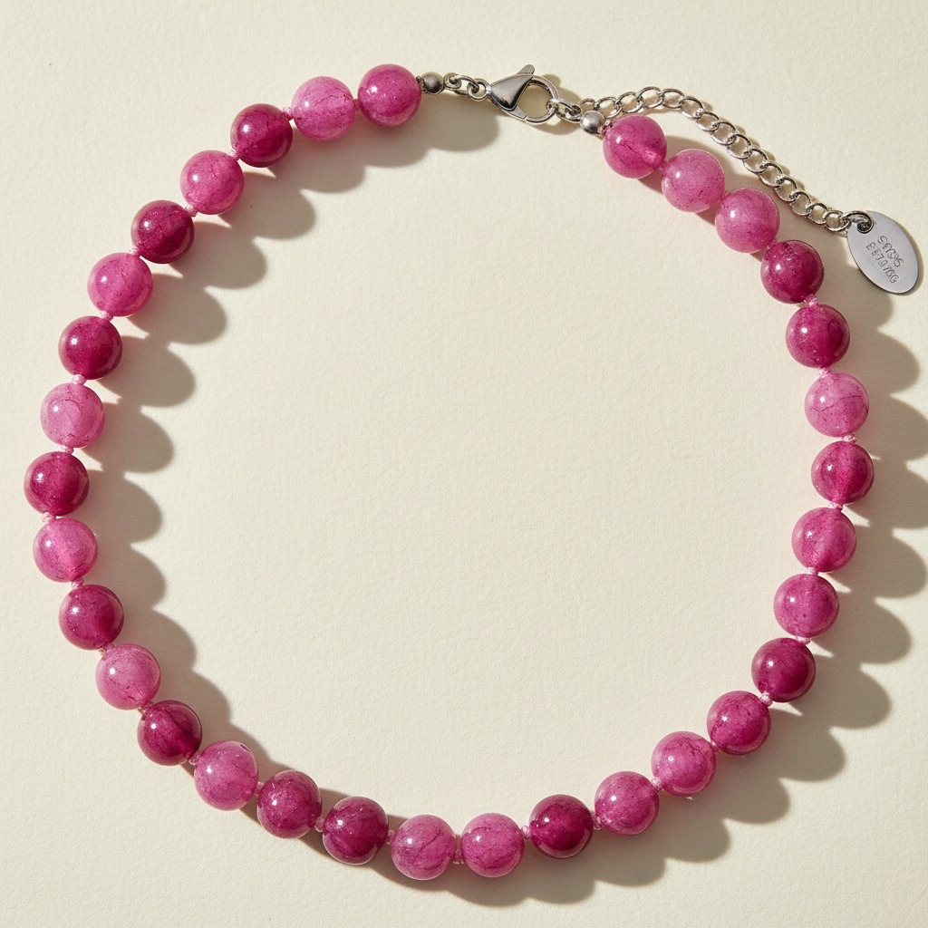 Collier ras du cou en quartz rose radiant