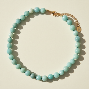 Collier ras de cou en amazonite des Caraïbes