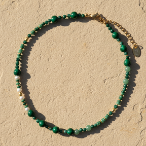 Collier Harmonie en Agate Verte et Perle