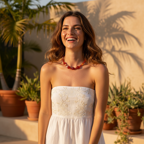 Collier Harmonie en Agate Rouge et Perle