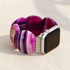 Bracelet extensible Apple Watch en agate prune mystique
