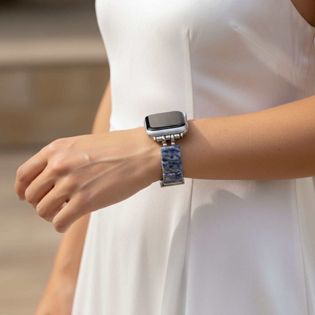 Bracelet extensible en sodalite bleu horizon pour Apple Watch