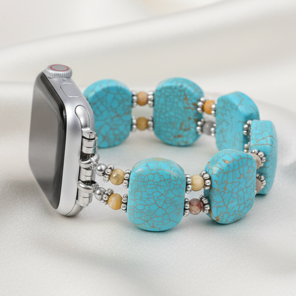 Bracelet extensible Horizon en howlite turquoise pour Apple Watch