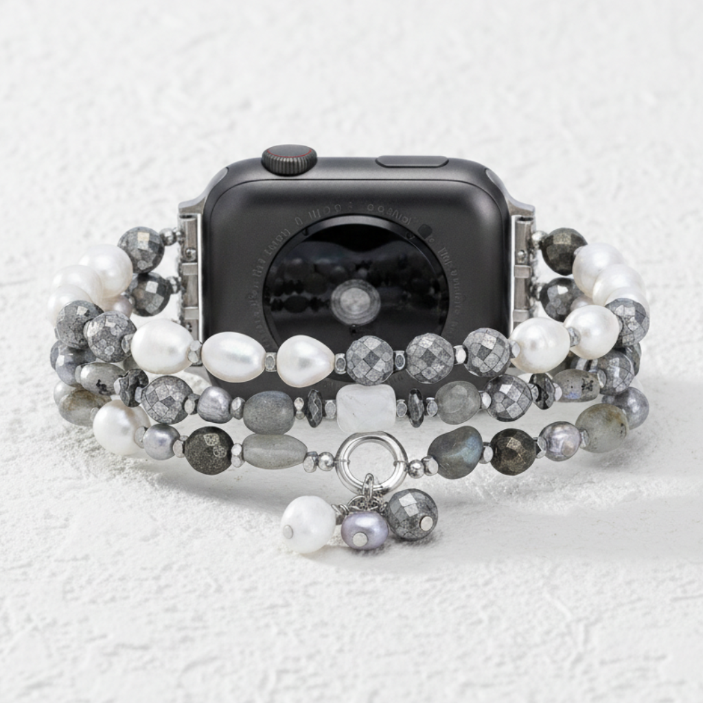 Bracelet extensible perle luxe lunaire pour Apple Watch