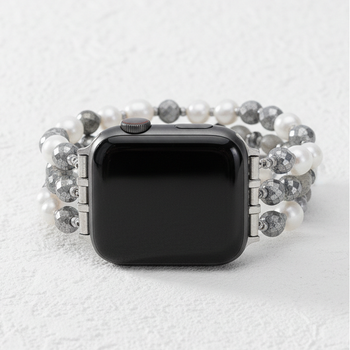 Bracelet extensible perle luxe lunaire pour Apple Watch