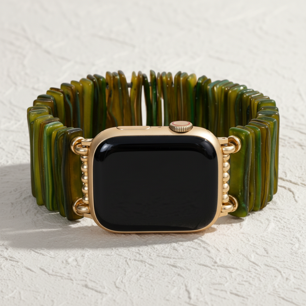 Bracelet extensible sobre olive dorée pour Apple Watch