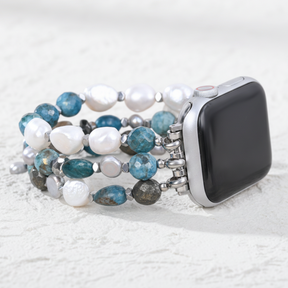 Bracelet extensible noir platine pour Apple Watch