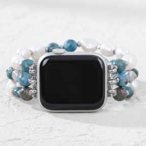 Bracelet extensible noir platine pour Apple Watch