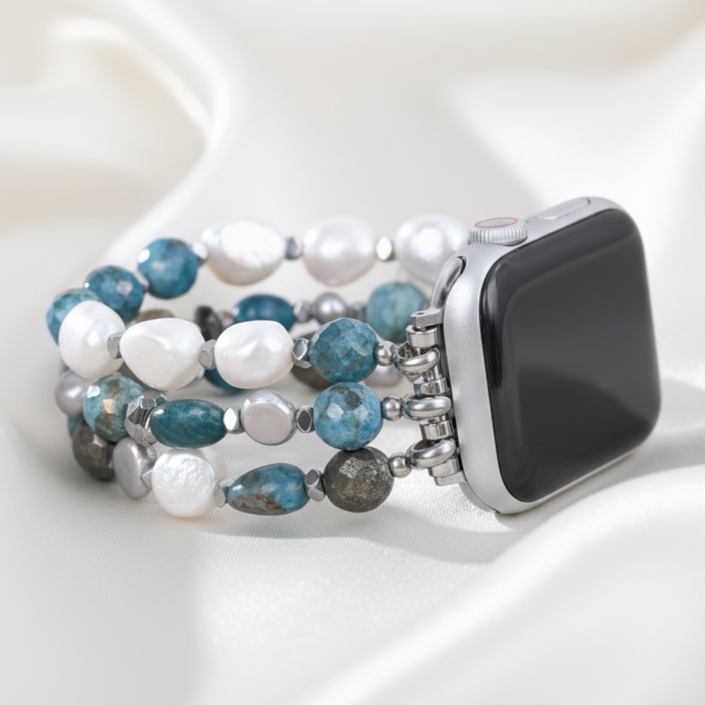 Bracelet extensible noir platine pour Apple Watch