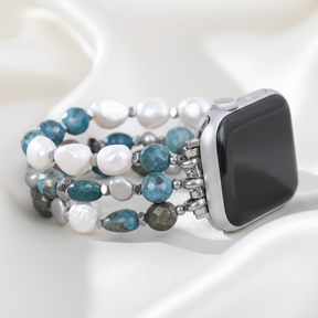 Bracelet extensible noir platine pour Apple Watch