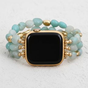 Bracelet extensible en pépite d'or amazonite pour Apple Watch