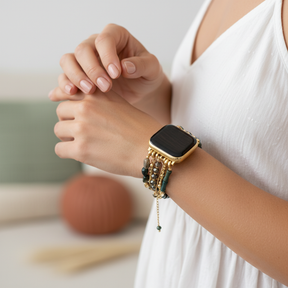 Bracelet extensible verdoyant doré pour Apple Watch