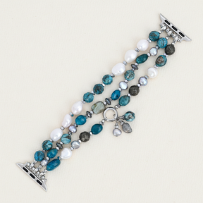 Bracelet extensible noir platine pour Apple Watch