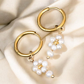 Boucles d'oreilles créoles Blossom Pearl