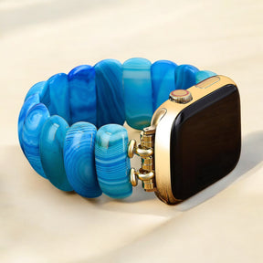 Bracelet extensible en agate Blue Lagoon pour Apple Watch