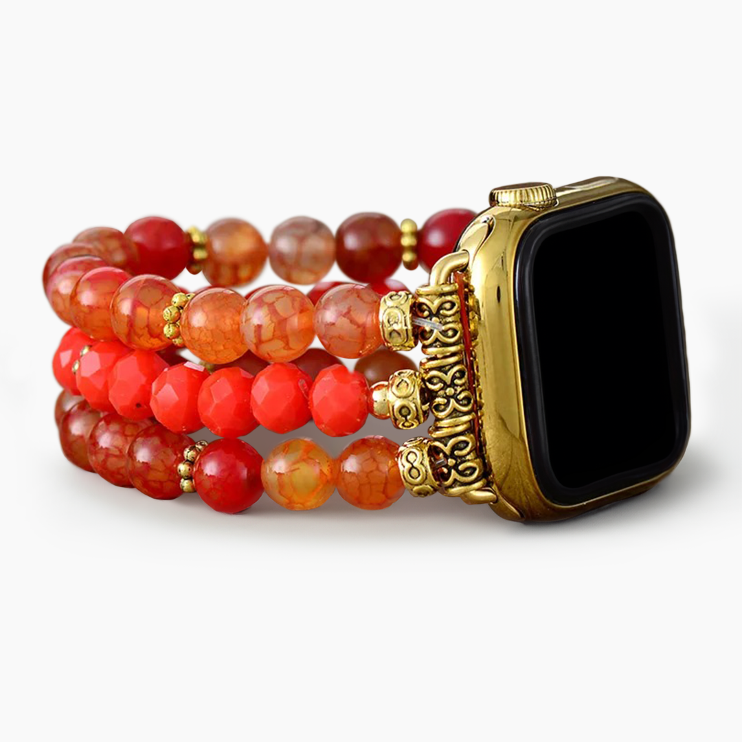 Bracelet Apple Watch extensible en agate de braise