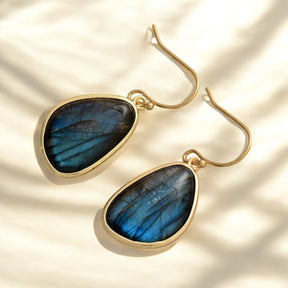 Boucles d'oreilles crochet en labradorite éminente
