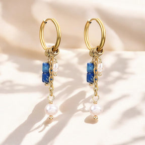 Boucles d'oreilles créoles en perles et agates Golden Grace