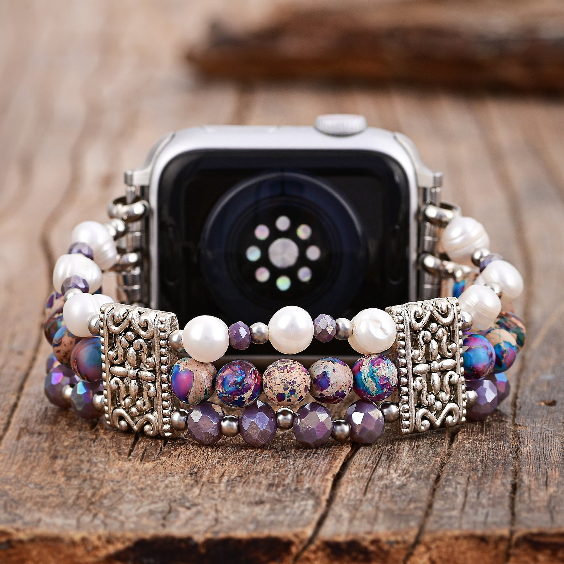 Bracelet Apple Watch en jaspe artisanal Oasis