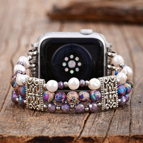 Bracelet Apple Watch en jaspe artisanal Oasis