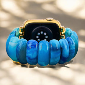 Bracelet extensible en agate Blue Lagoon pour Apple Watch