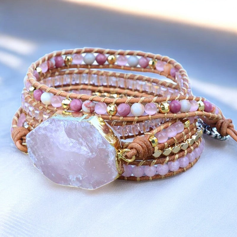Bracelet en Quartz Rose Doré