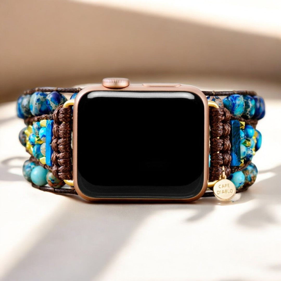 Bracelet Apple Watch en jaspe bleu gracieux