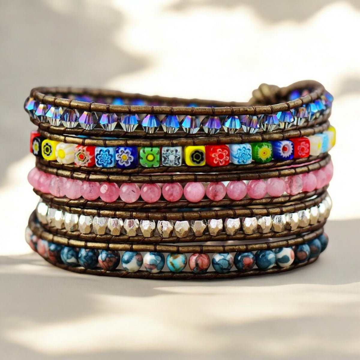Bracelet d’enveloppement de protection de fleurs de guérison