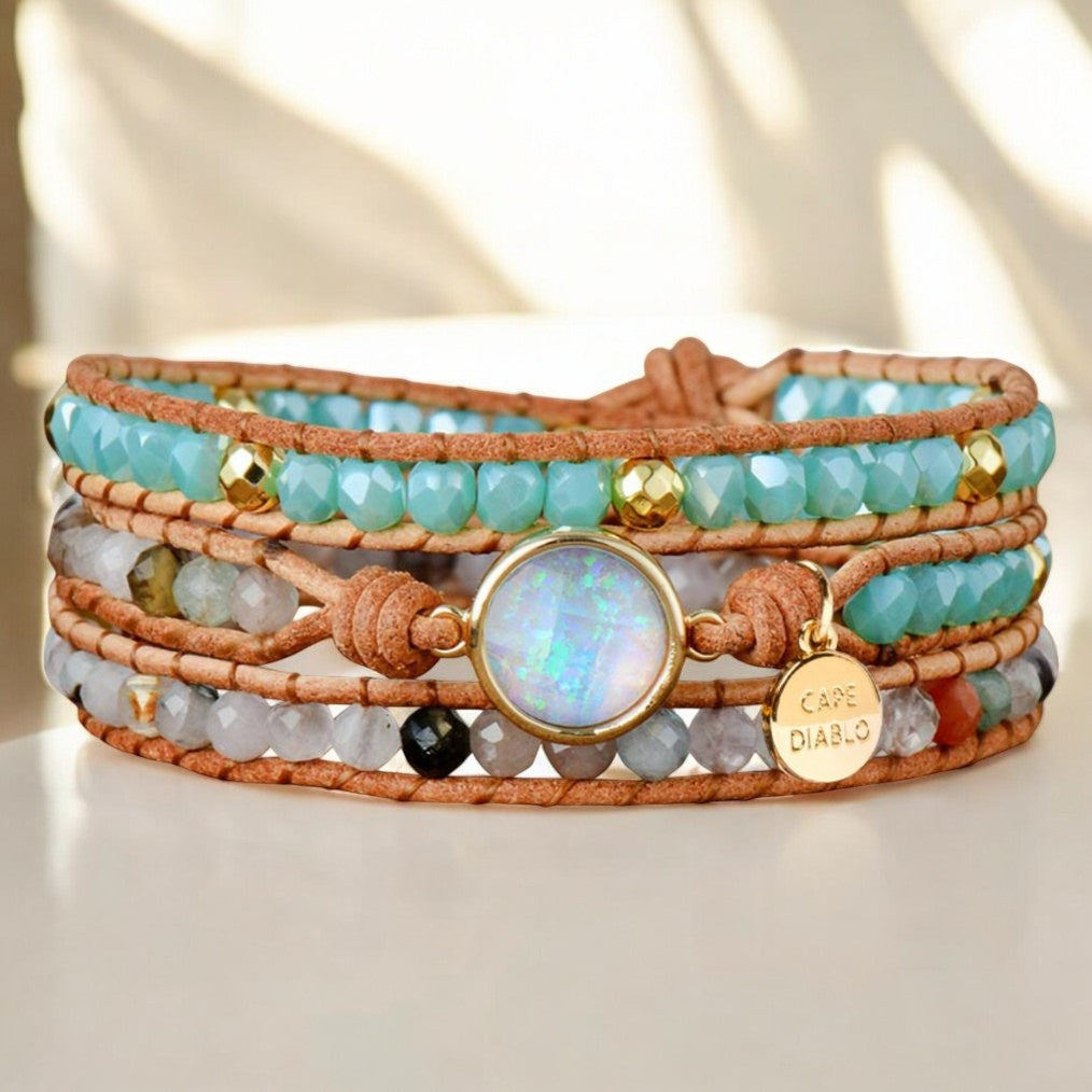 Bracelet enveloppant de protection en opale de guérison