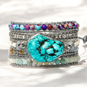 Bracelet d’enveloppement de protection turquoise de guérison
