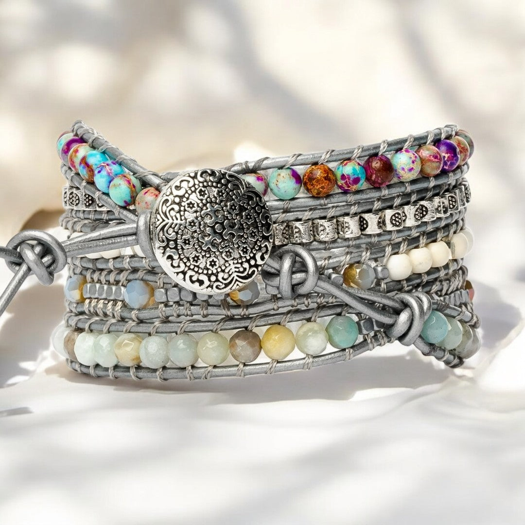 Bracelet d’enveloppement de protection turquoise de guérison