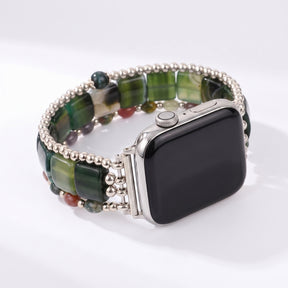 Bracelet extensible pour Apple Watch « Flamme du désert » en cornaline argentée