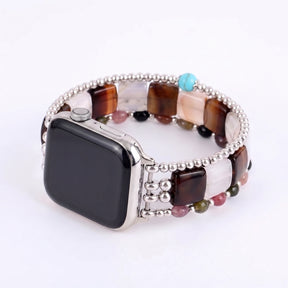 Bracelet extensible pour Apple Watch « Flamme du désert » en cornaline argentée