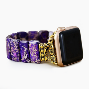 Bracelet Apple Watch extensible en jaspe tibétain indigo