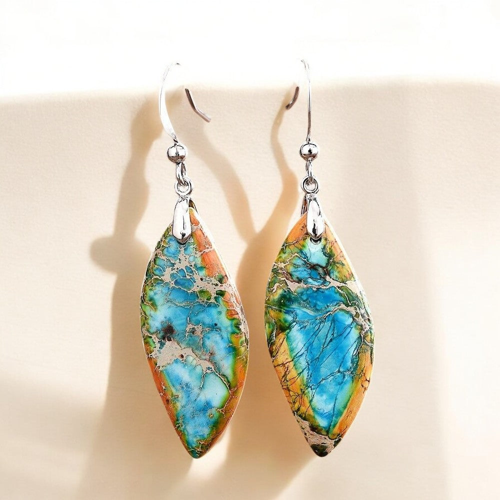 Boucles d'oreilles pendantes en jaspe