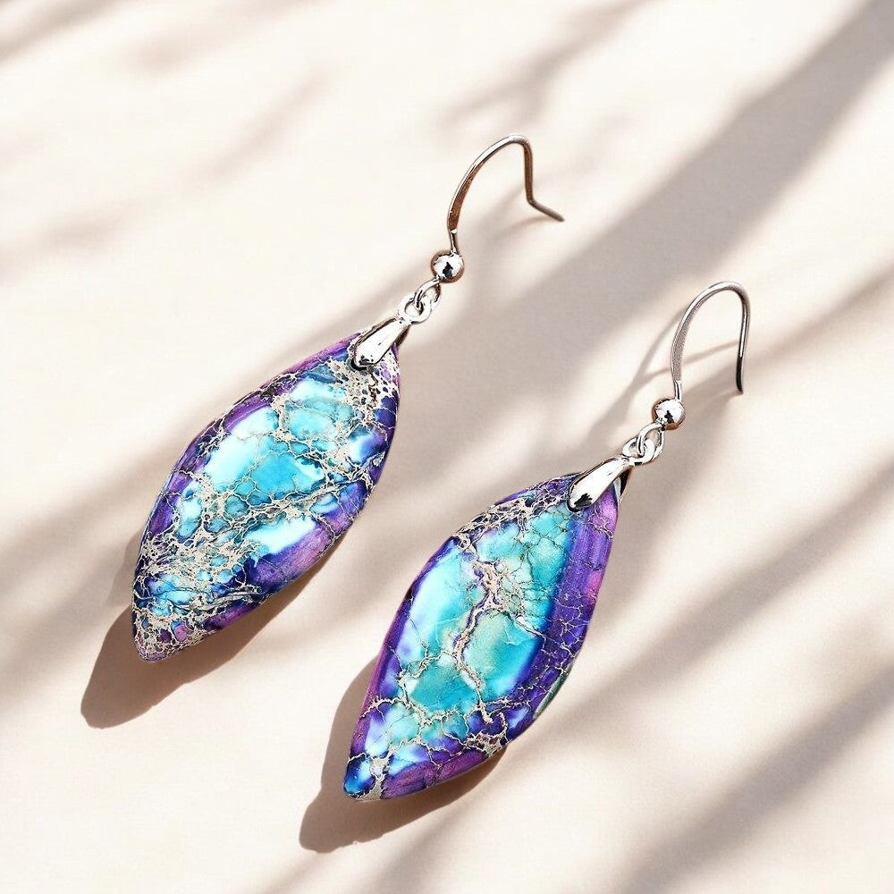 Boucles d'oreilles pendantes en jaspe