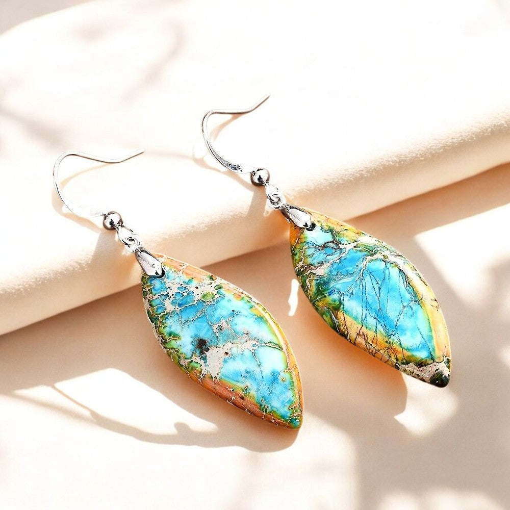 Boucles d'oreilles pendantes en jaspe