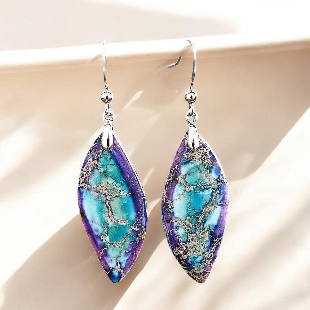 Boucles d'oreilles pendantes en jaspe