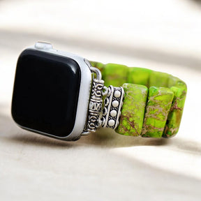 Bracelet extensible en jaspe tibétain citron pour Apple Watch