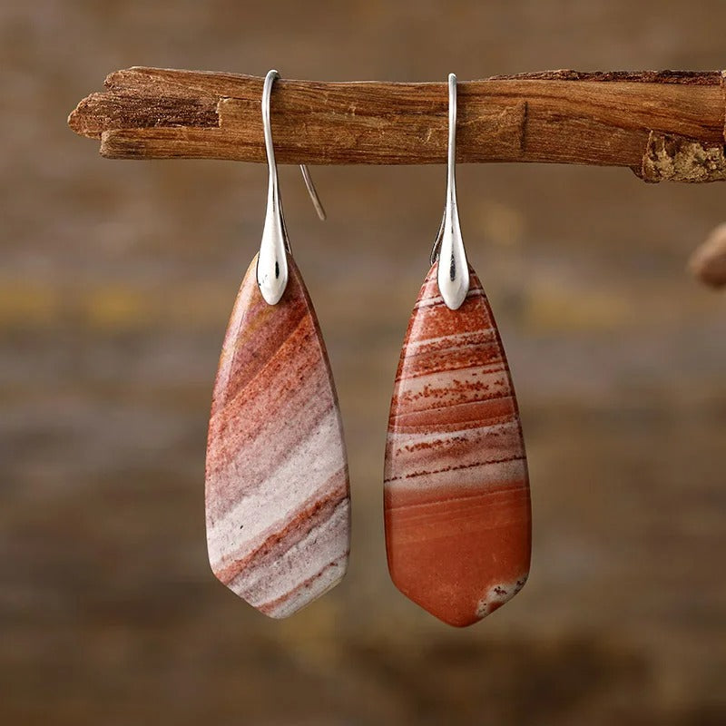 Boucles d'oreilles en forme de larme en jaspe intense