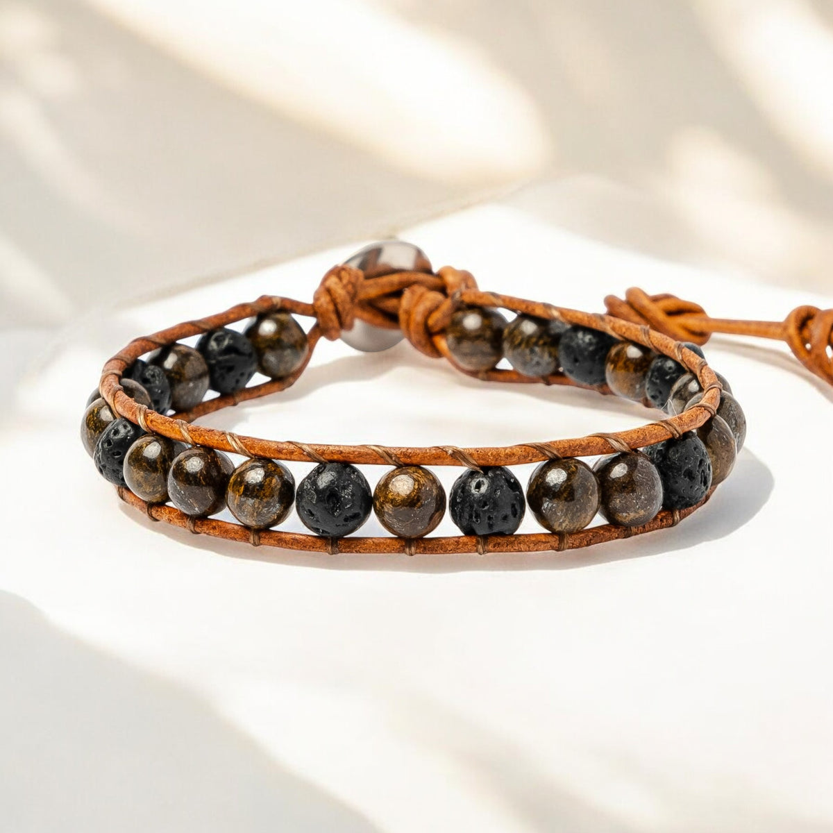 Bracelet Homme Bronzite & Lave