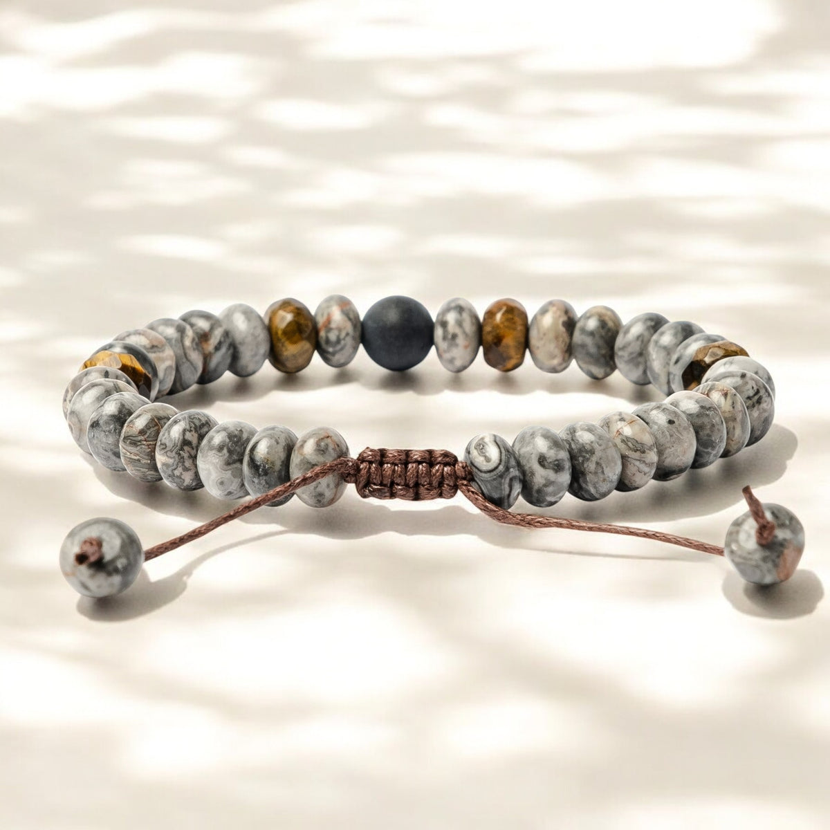 Bracelet pour homme en jaspe et œil de tigre