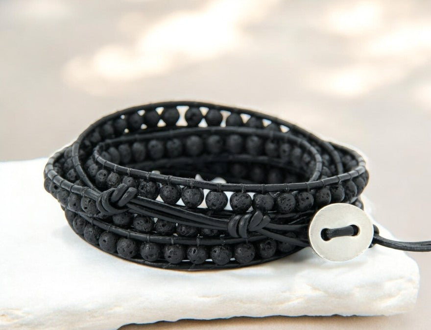 Bracelet en pierre de lave pour homme