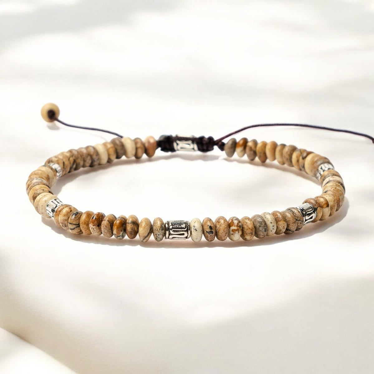Bracelet en jaspe tibétain pour homme