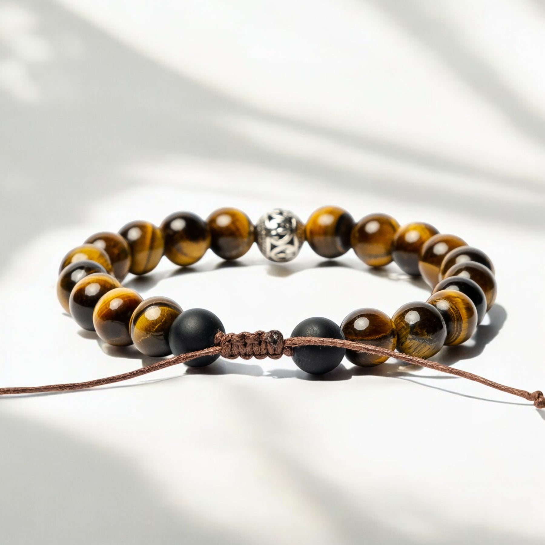 Bracelet tibétain pour homme en œil de tigre